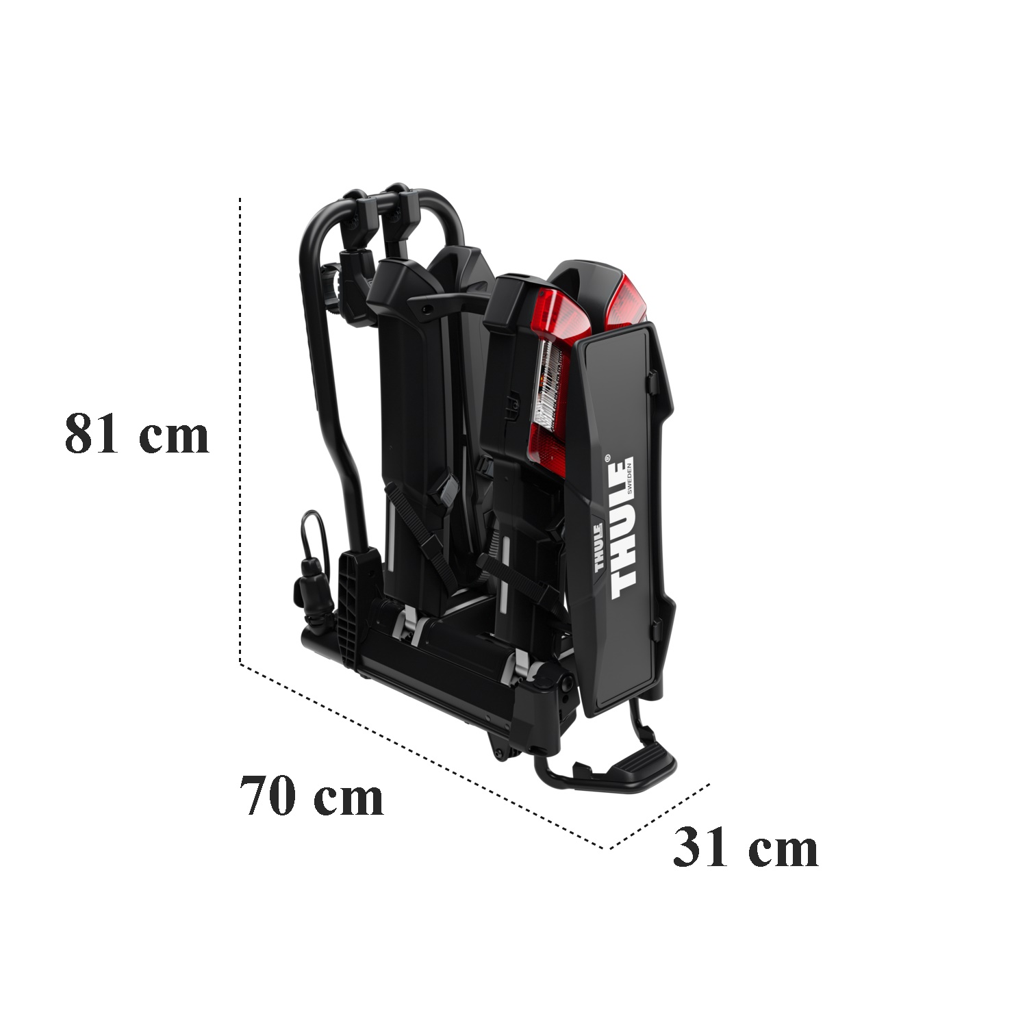 Thule EasyFold 3 składany bagażnik rowerowy na hak kompaktowe przechowywanie 31x70x81 cm Thule EasyFold 3 – kompaktowe składanie do przechowywania